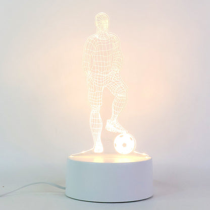 3D Illusion LED Night Lamp with Football Player Design