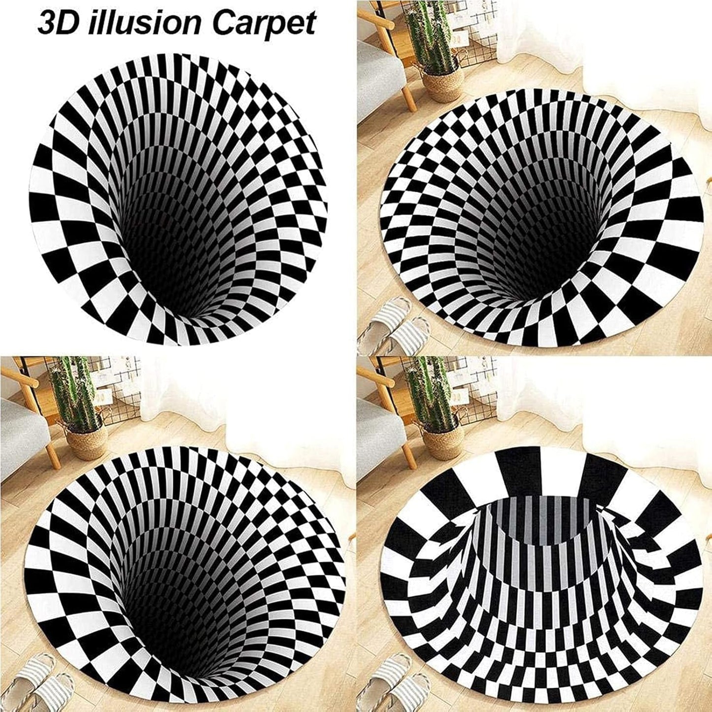 3D Space Round Carpet, Floor Mat Non-Woven Doormat (60 Cm)