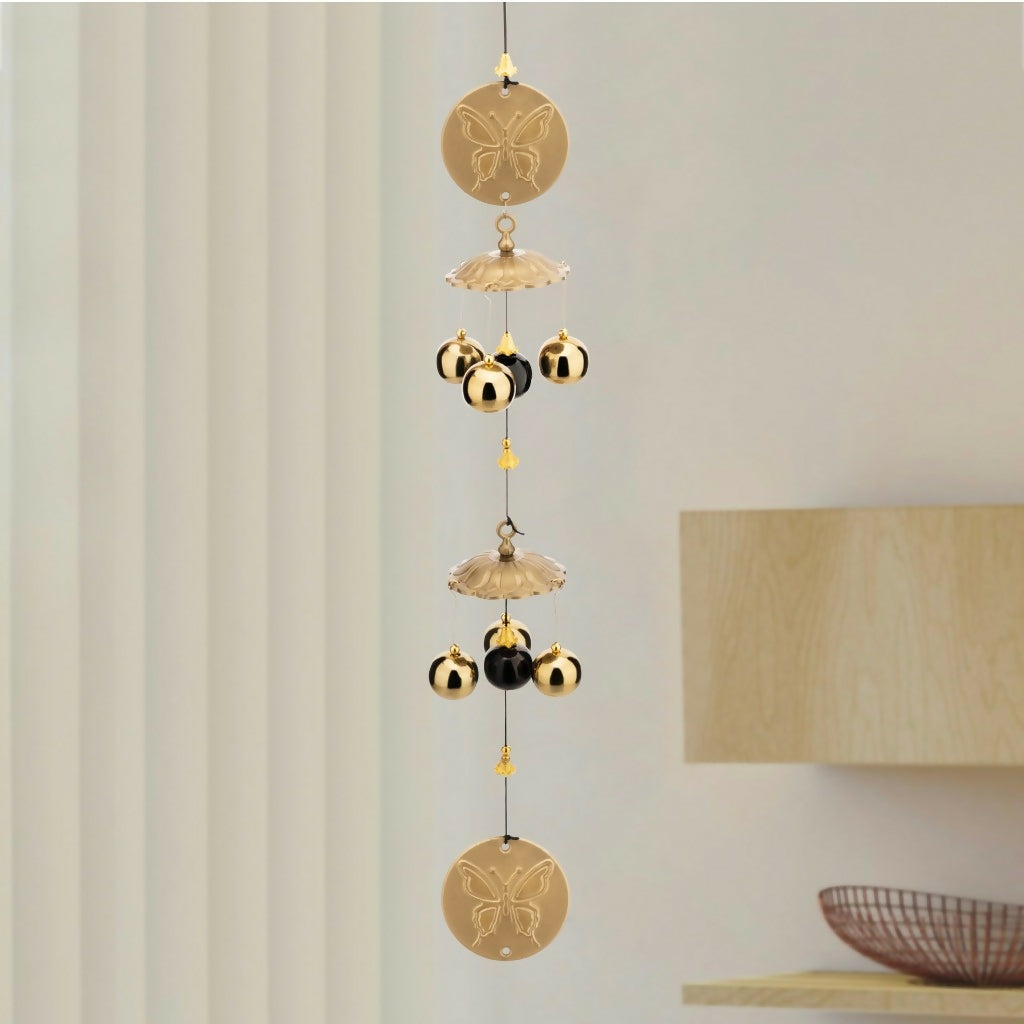 6 Bell House Decorative Hanging Wind Chimes for Home Positive Energy | Wind Chimes for Home Balcony Windows Bedroom Living Room Garden Hanging Indoor Outdoor Decoration with Sweet Sound (24 inch)